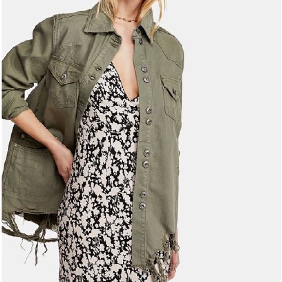 free people long denim jacket